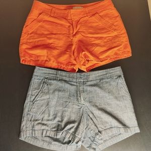 2 pairs of size 8 shorts. Blue J Crew and Orange Banana Republic